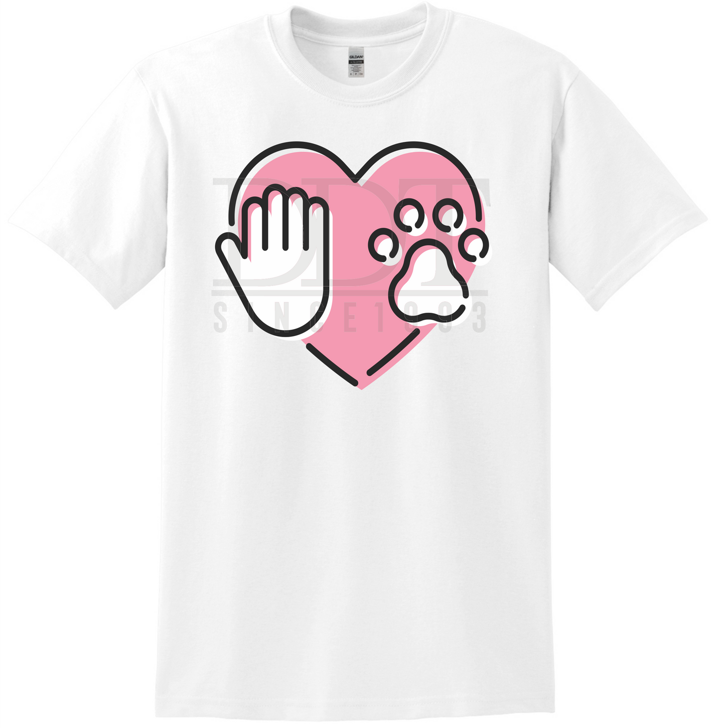 Animals - Heart with Paw and hand - DTF Transfer