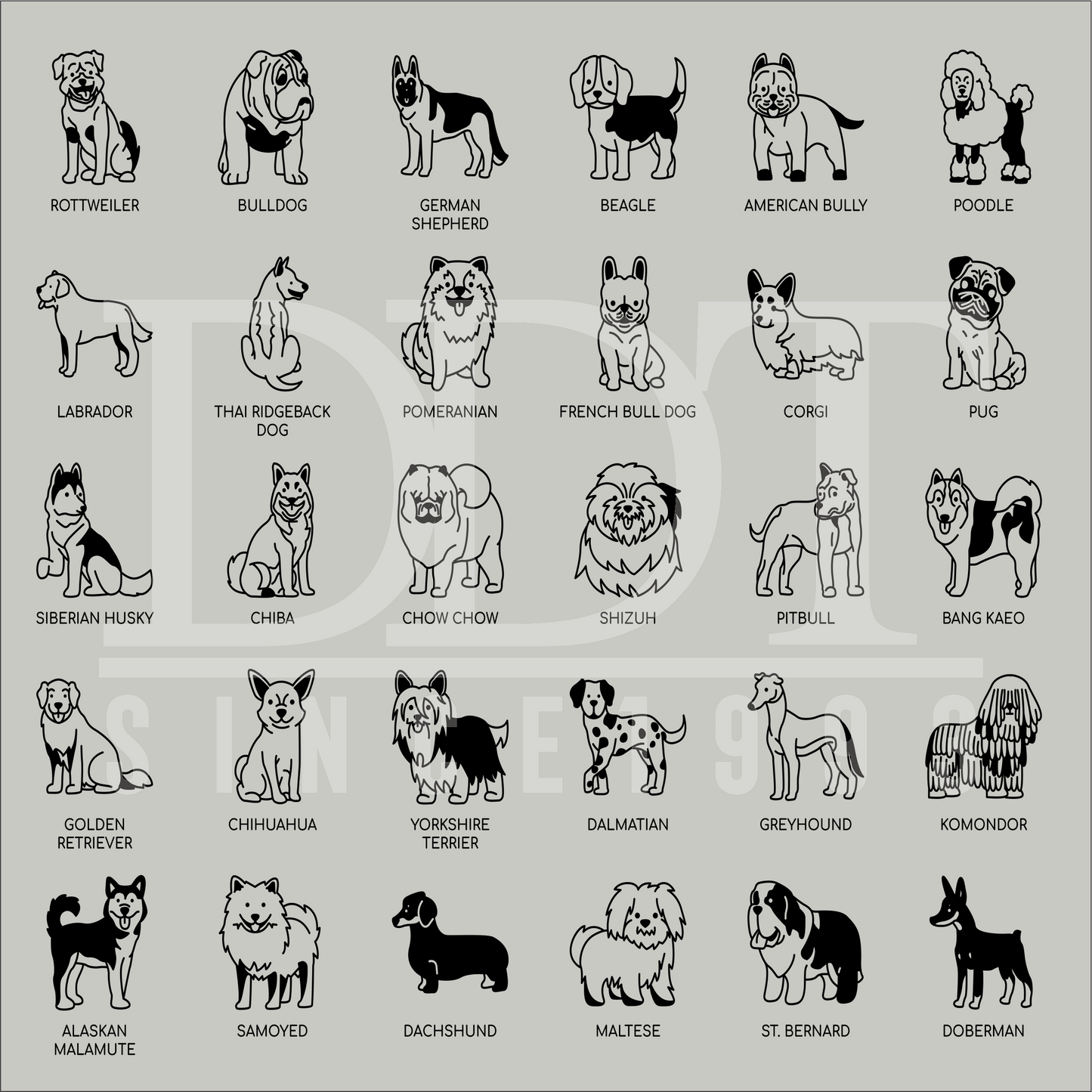 Animals - Dog Breeds - DTF Transfer