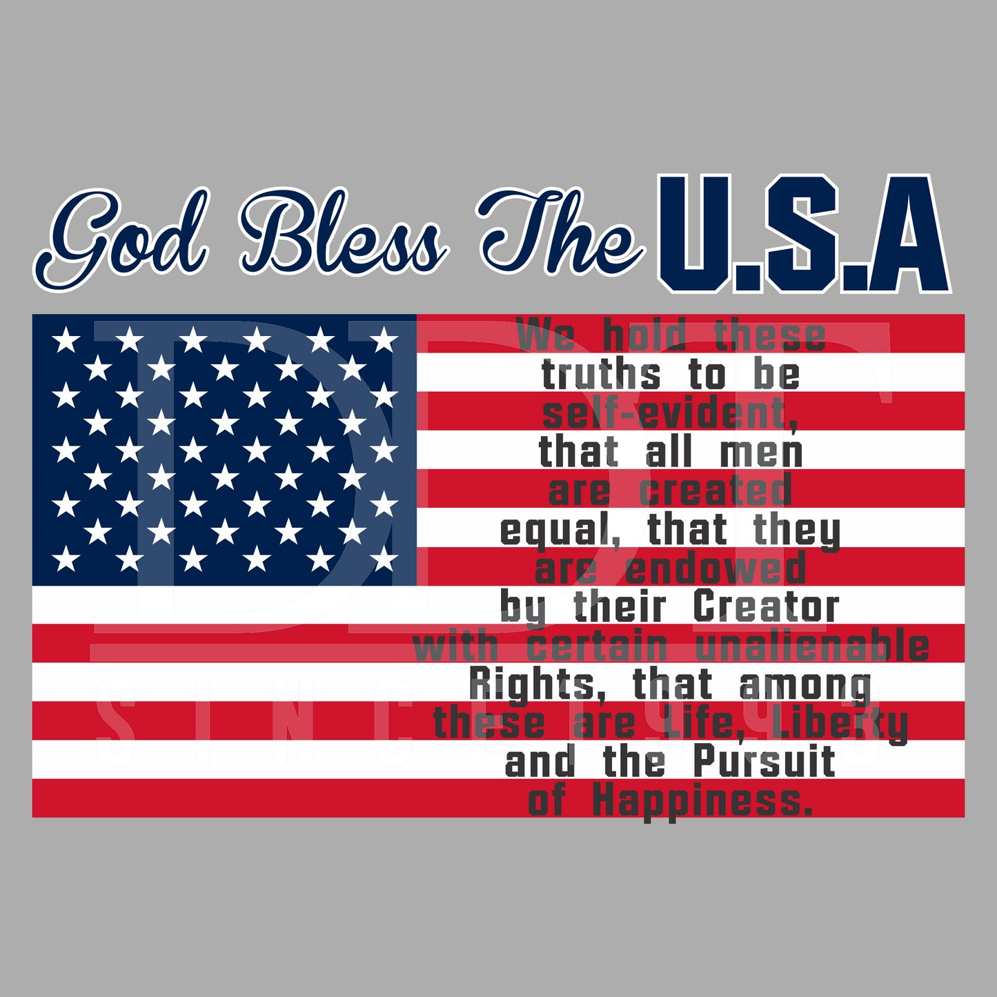 Holidays - 4th of July - God Bless The USA with Flag - DTF Transfer